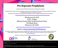 Central NY Providers! Come learn about PrEP for HIV prevention in Primary Care settings!